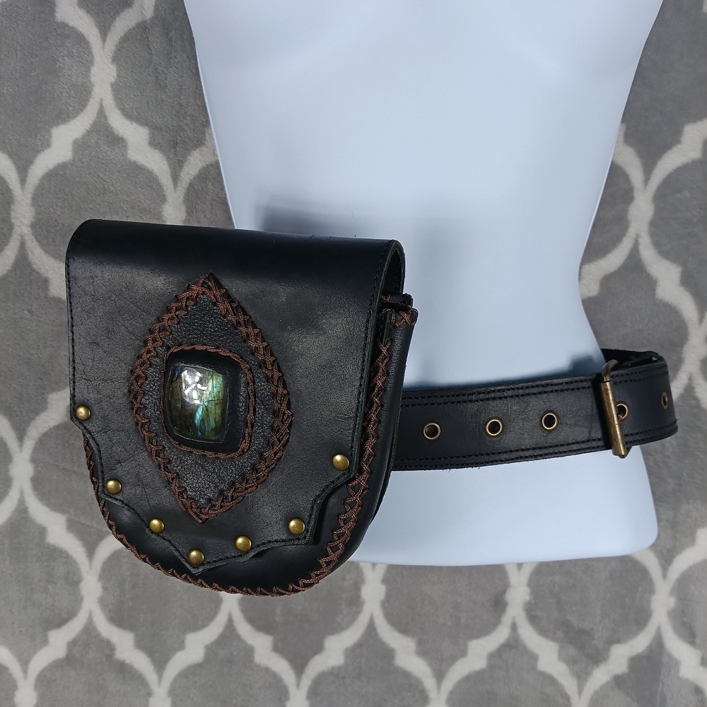 Leather Belt Pouch Women Small Brown Renaissance Fair Fairy Festival Utility Bag